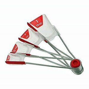 Set of 4 Levoons Self-leveling Measuring Spoons Dreamfarm DFLV2225 Red